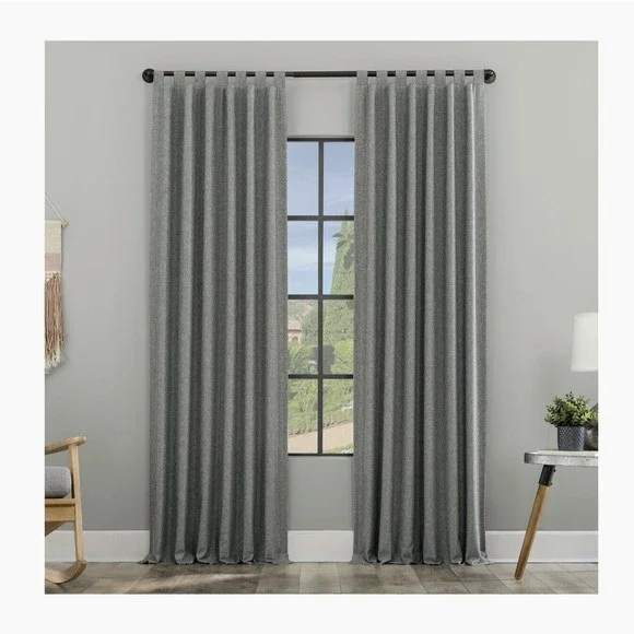 2x Clean Window Heathered Texture 50x84in Anti-Dust Curtain Grey Tab Panel NEW - Picture 5 of 5